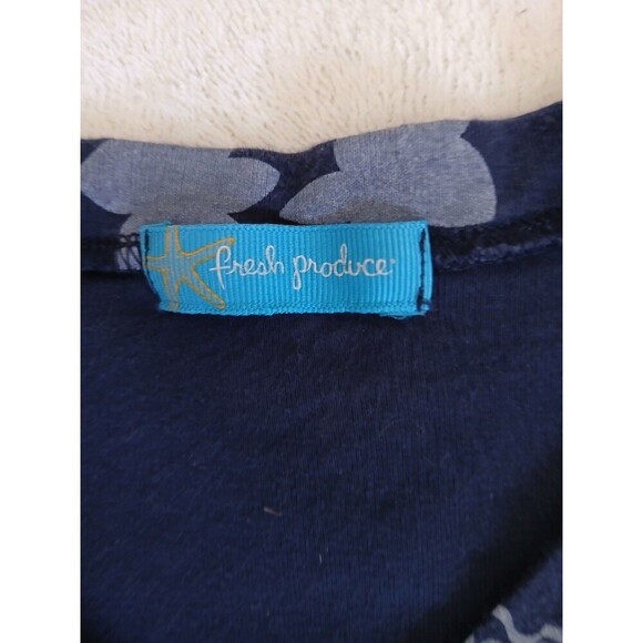 Fresh Produce Women’s Top Blouse  Small Blue Floral Print Short Sleeve - Picture 12 of 13